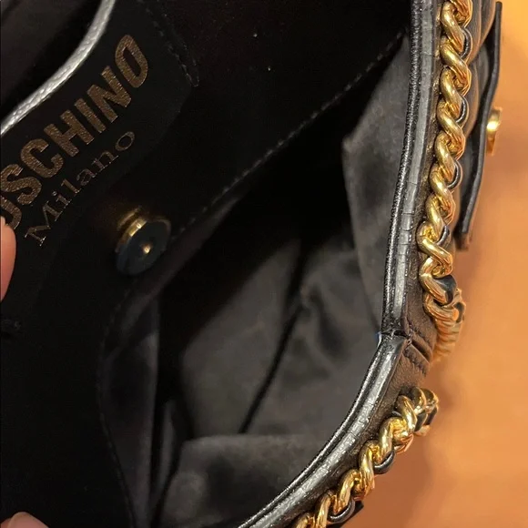 Moschino Black Quilted Mini Jacket Bag with Gold Chain Trim - Picture 7 of 14
